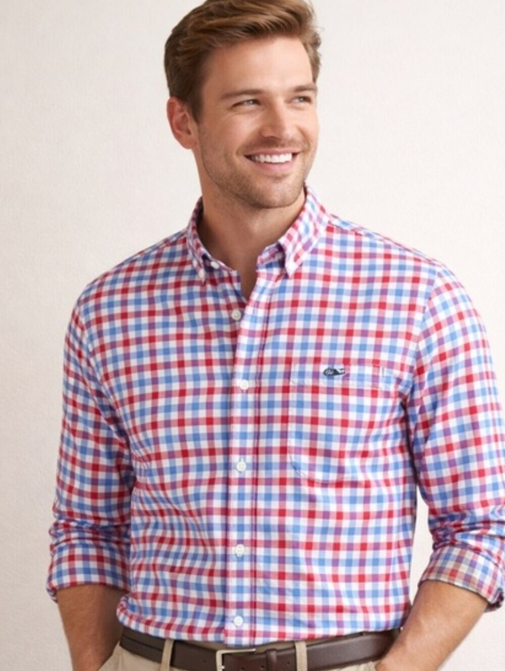 Vineyard Vines Red White Blue Gingham Button-Down Shirt